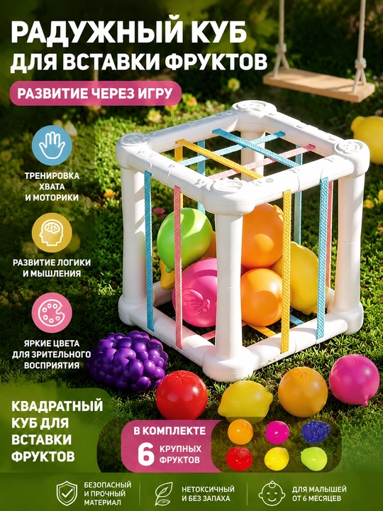 Сенсорный Мяч Rainbow Монтессори Игрушка Для Тренировки Пальцев С Фруктами - 
