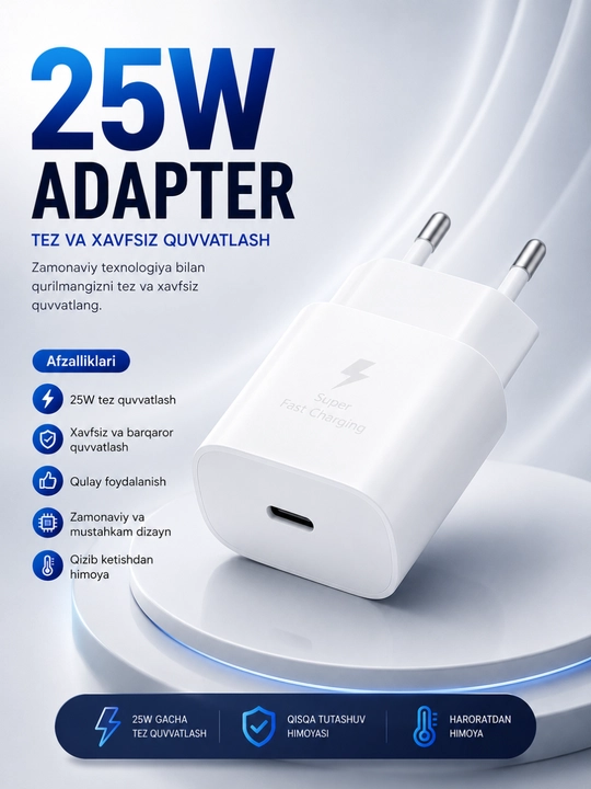 Сетевой адаптер 25w usb-c быстрая зарядка интеллектуальная защита универсальный - 
