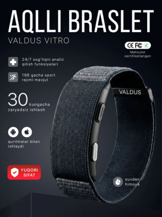 Смарт-часы VALDUS VITRO PRO с Bluetooth-звонками, мониторингом здоровья, IP68 - 