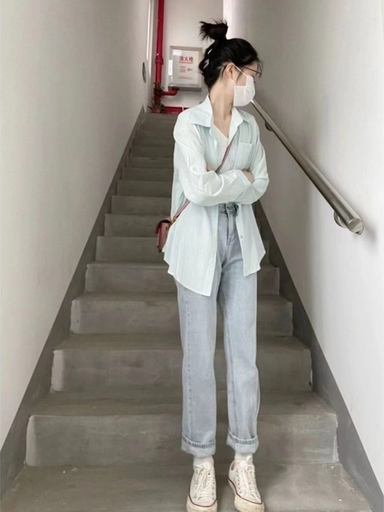 Женская рубашка oversize, c длинным рукавом, свободный крой, летняя рубашка
