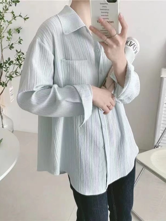 Женская рубашка oversize, c длинным рукавом, свободный крой, летняя рубашка