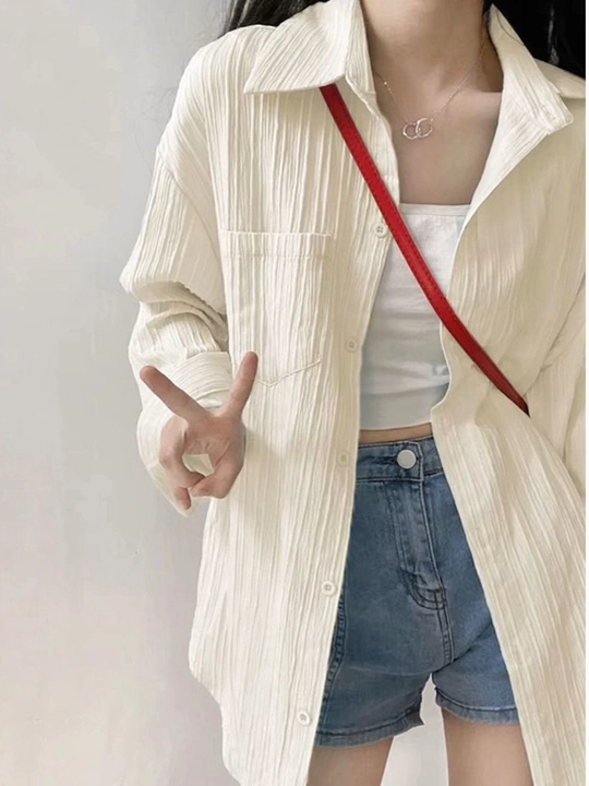 Женская рубашка oversize, c длинным рукавом, свободный крой, летняя рубашка