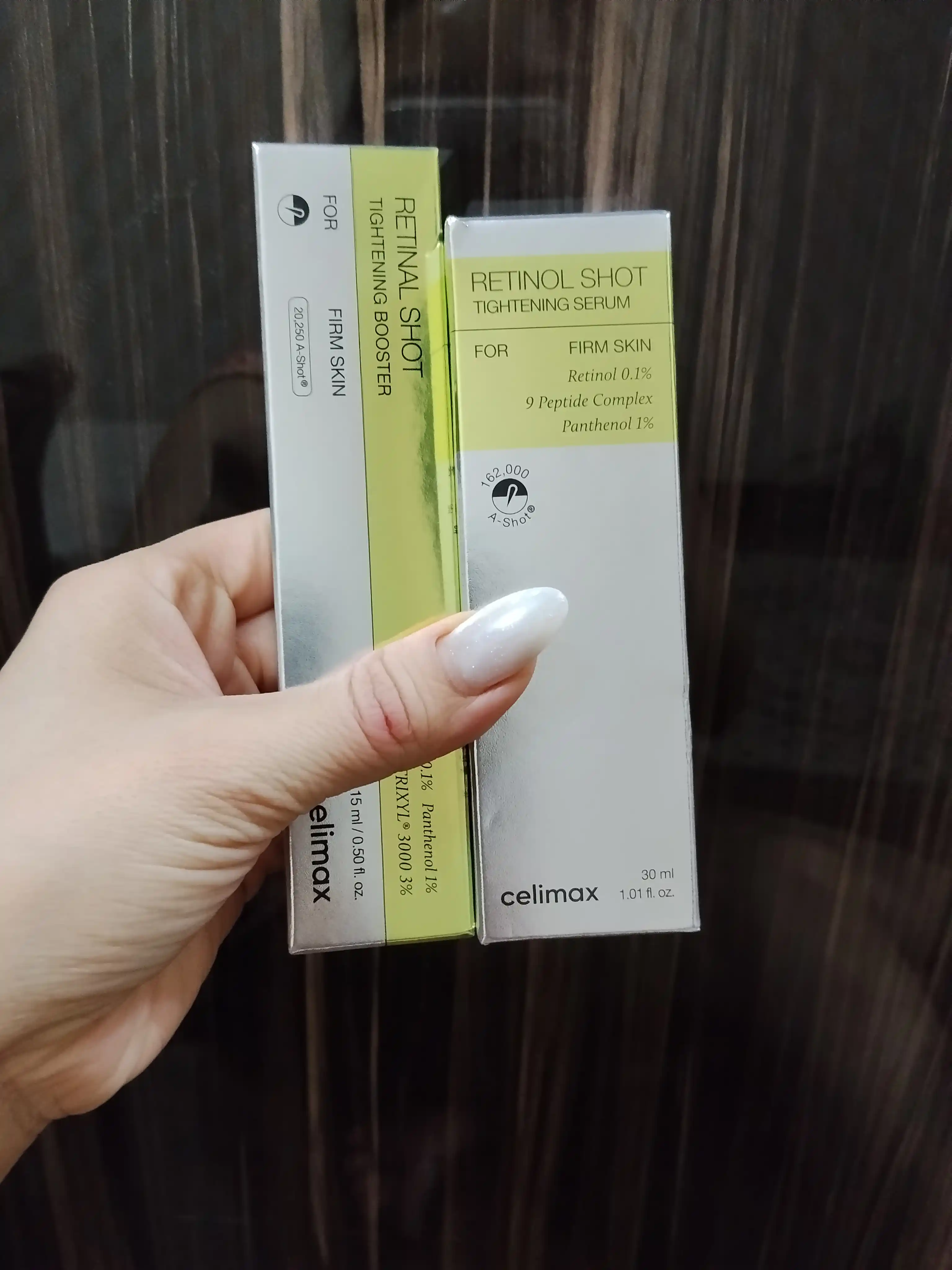 Retinolni mustahkamlovchi zardob va retinolni mustahkamlovchi kuchaytiruvchi krem, Celimax