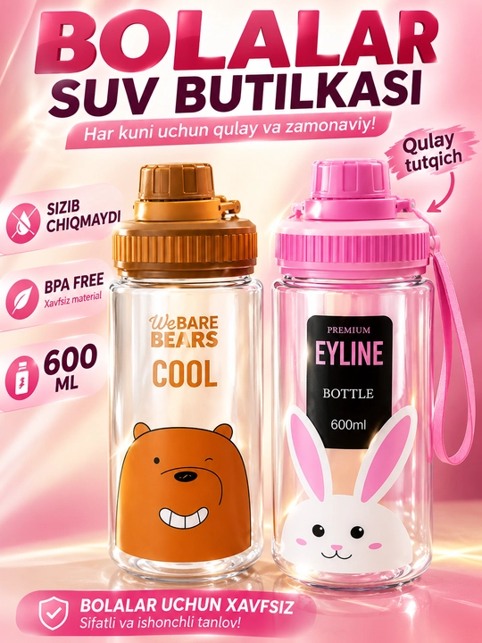 Bolalar uchun suv butilkasi, 600ml - 