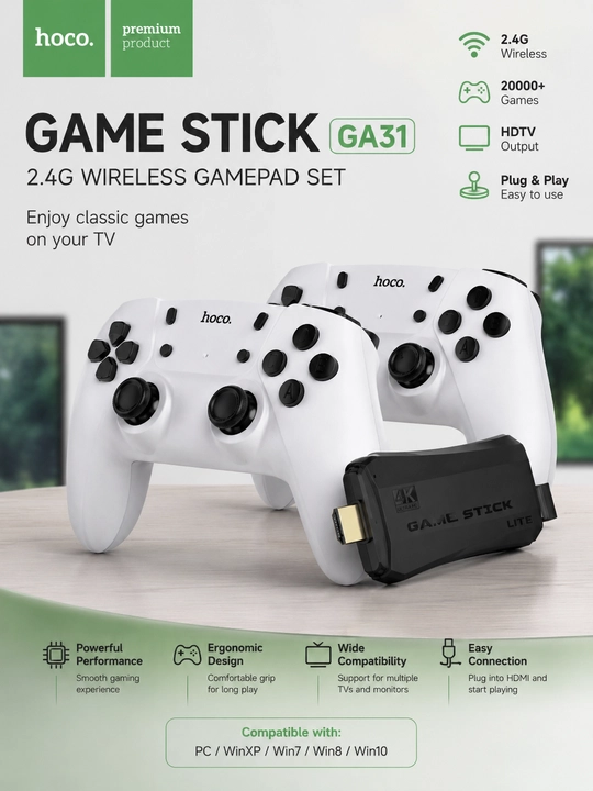 4K Game Stick 2 ta Simsiz Joystick 20000+ O'yin HDMI TV Game Console - 