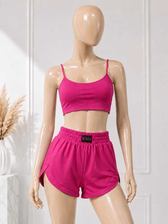 Ayollar uchun paxtali trikotaj top va shortikli pijama to‘plam