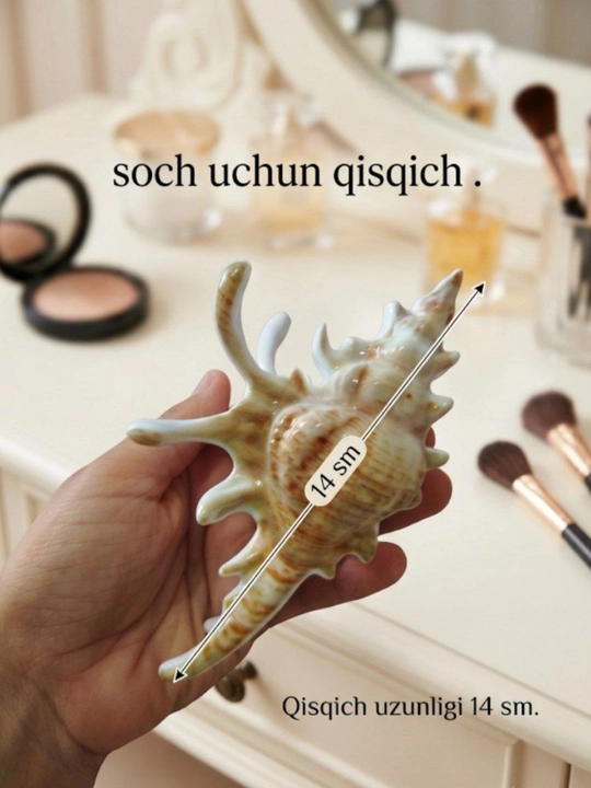 Dengiz chig'anog'i shaklli soch qisqichi,ayollar va qizlar uchun,krab zajim
