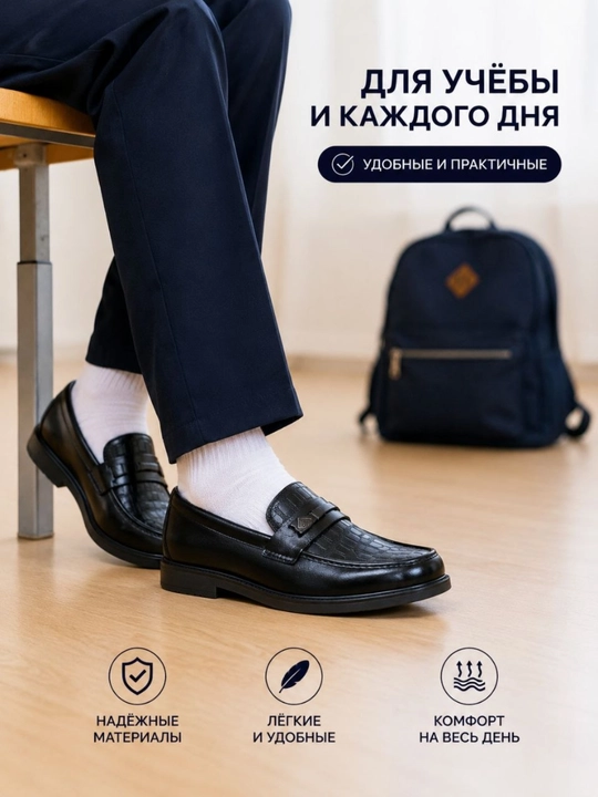 Klassik poyabzal, maktab poyabzali, o'g'il bolalar va o'smirlar uchun - 