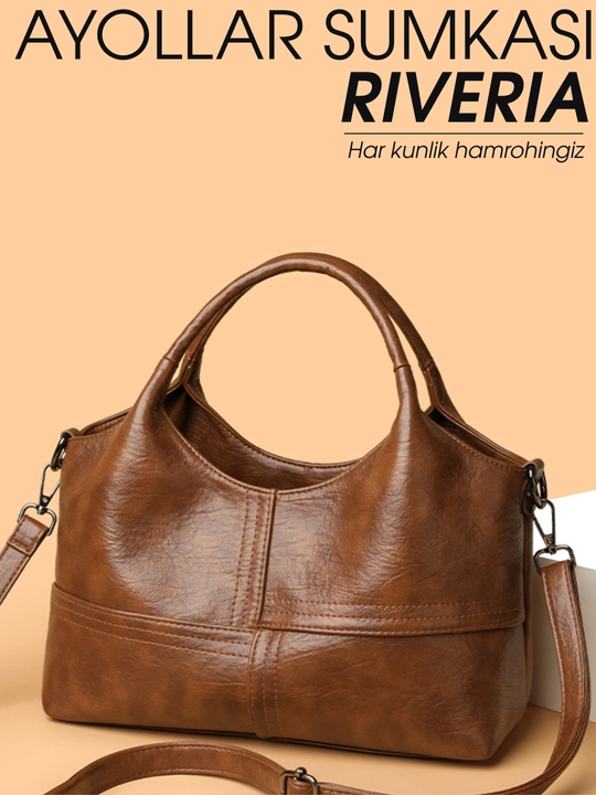 Ayollar sumkasi RIVIERA, krossbodi, tout, yelkadan osiladigan sumka, 2 bo‘limli, ekocharm