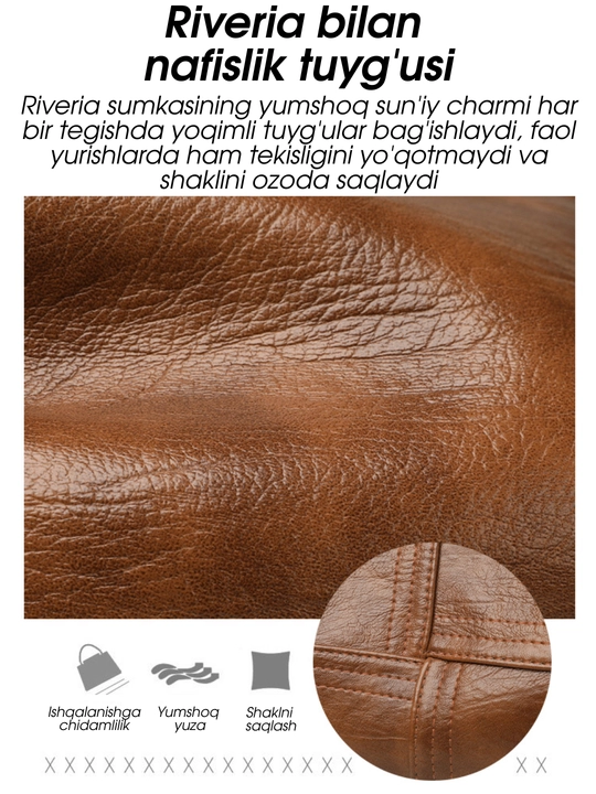 Ayollar sumkasi RIVIERA, krossbodi, tout, yelkadan osiladigan sumka, 2 bo‘limli, ekocharm
