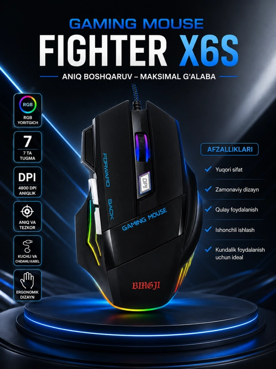 Проводная USB мышь для офиса и игр 1200–4800 DPI высокая точность - 