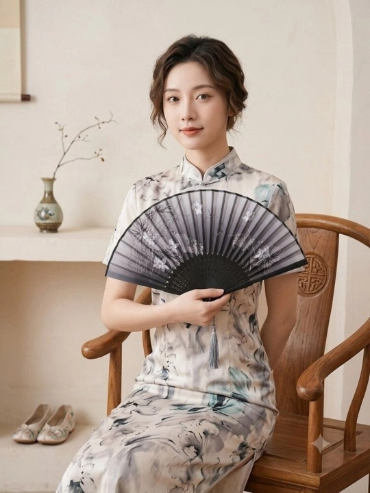 Milliy naqshli ayollarning noodatiy yig‘ma yelpig‘ichi