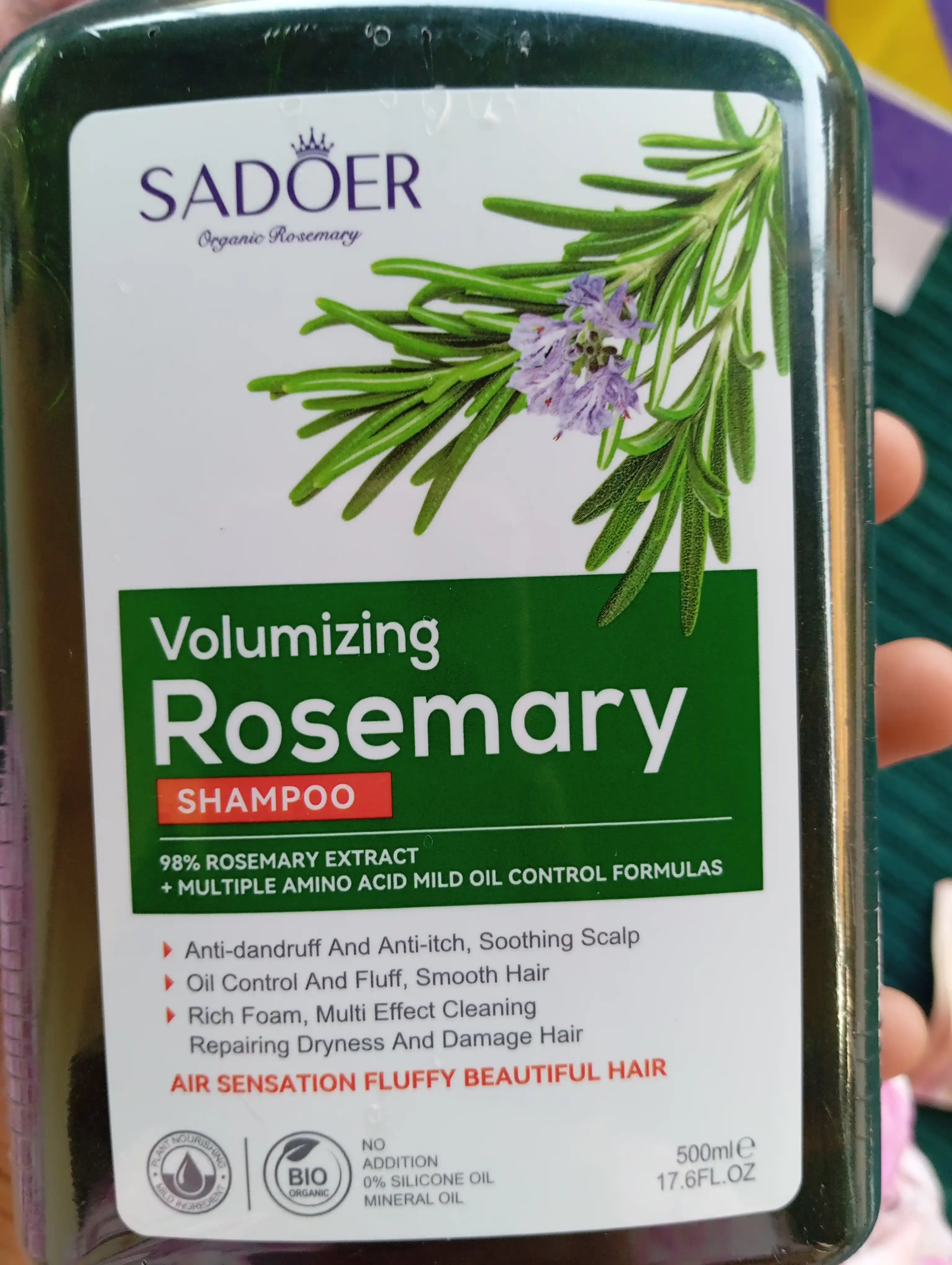Soch o'stiradigan va mustahkamlaydigan rozmarinli shampun, 500 ml