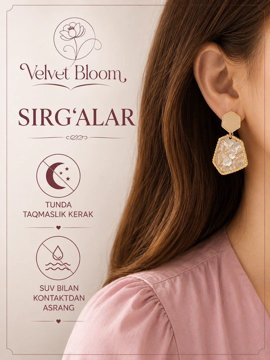 Kumush rangli, uzun zanjirli, kristalli sirg‘alar sovg‘a sifatida