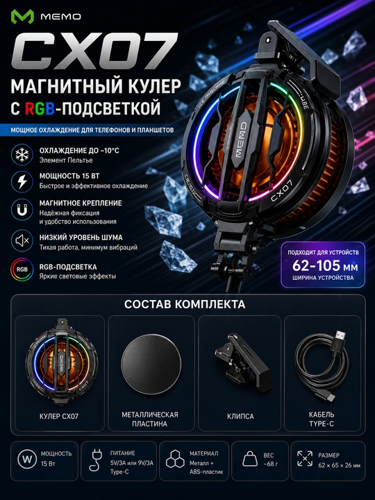 HK-5 Pro/MEMO sovutgich, USB Type-C kabeli, MagSafe