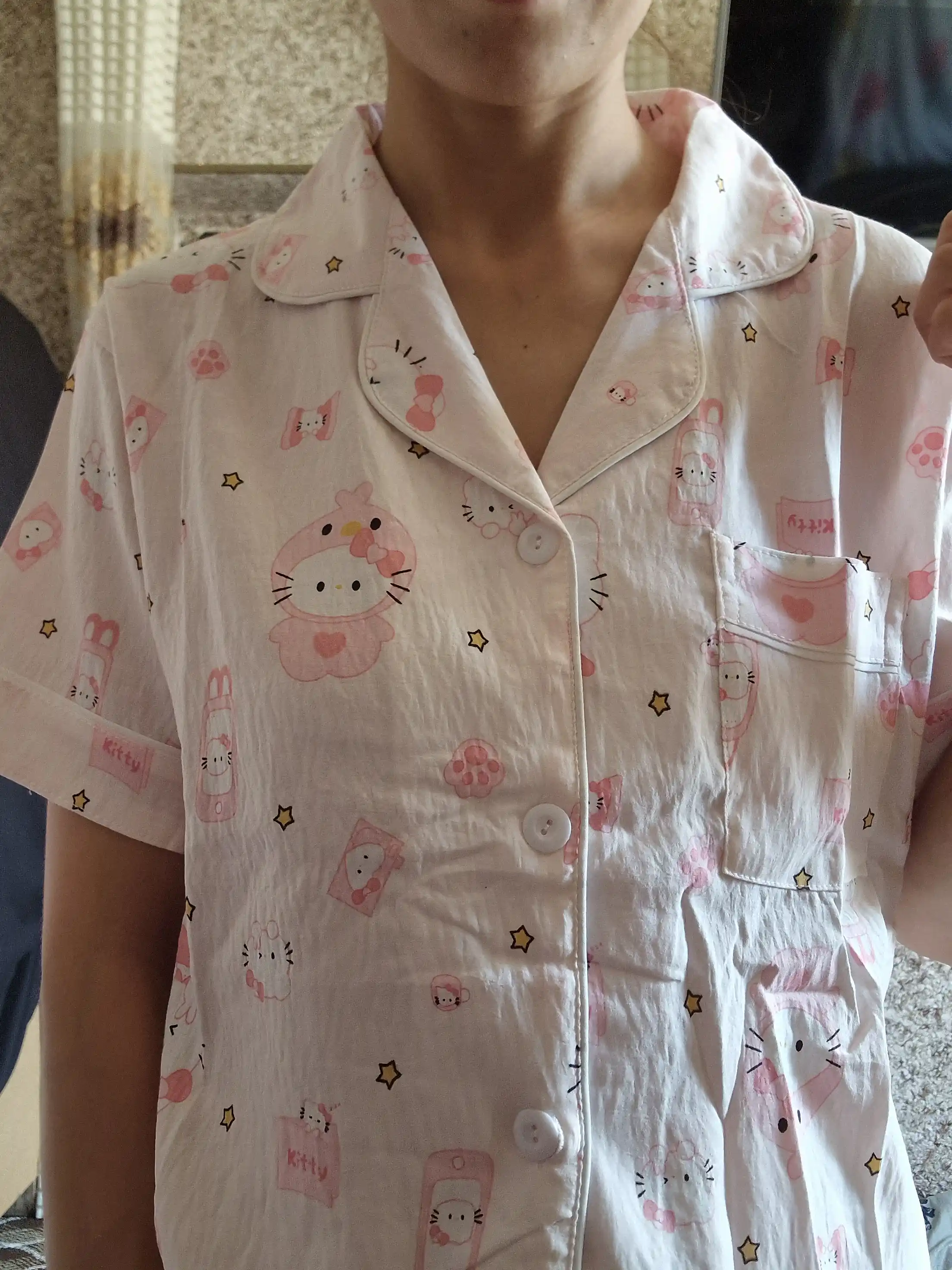 Ayollar yozgi pijamasi, komplekt, paxta, ko‘ylak va shorti, 9 tur, M-XL