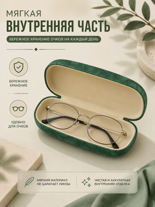 Жёсткий футляр для очков , мягкая внутренняя отделка , для ежедневного хранения