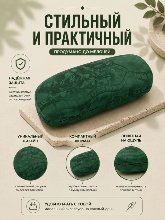 Жёсткий футляр для очков , мягкая внутренняя отделка , для ежедневного хранения