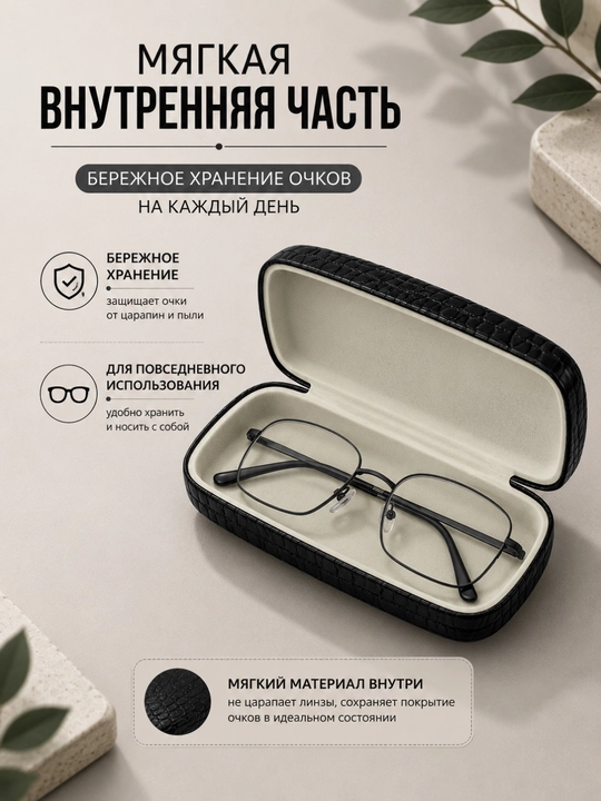 Жёсткий футляр для очков , мягкая внутренняя отделка , для ежедневного хранения