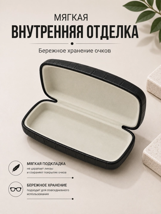 Жёсткий футляр для очков , мягкая внутренняя отделка , для ежедневного хранения