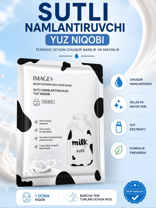 Yuz uchun matoli niqoblar, maska, niqob, to'plam, 5 va 10 dona, namlantiruvchi, 25 ml - 