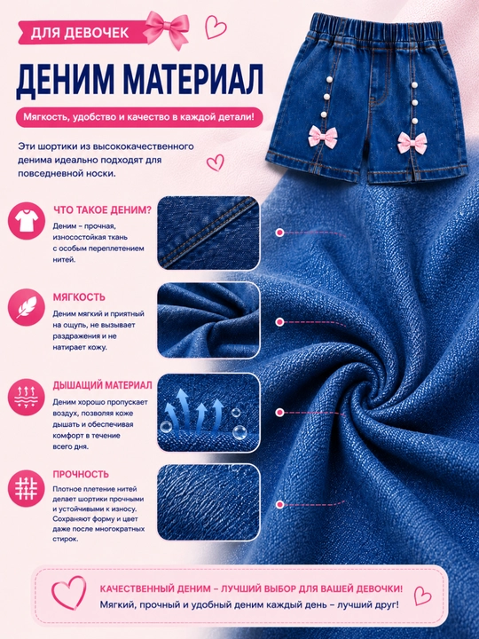 Джинсовые шорты для девочек, Летние шорты для девочек, Джинсовые летние шорты для девочек