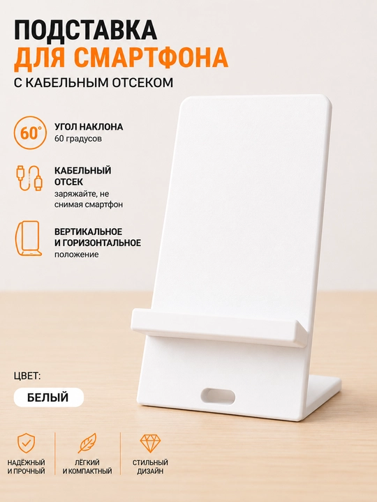 Подставка для смартфона с кабельным отсеком - 