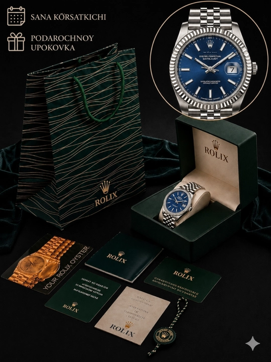 Мужские наручные часы Rolix Datejust 42 мм, кварцевый механизм, в подарочной коробке - 