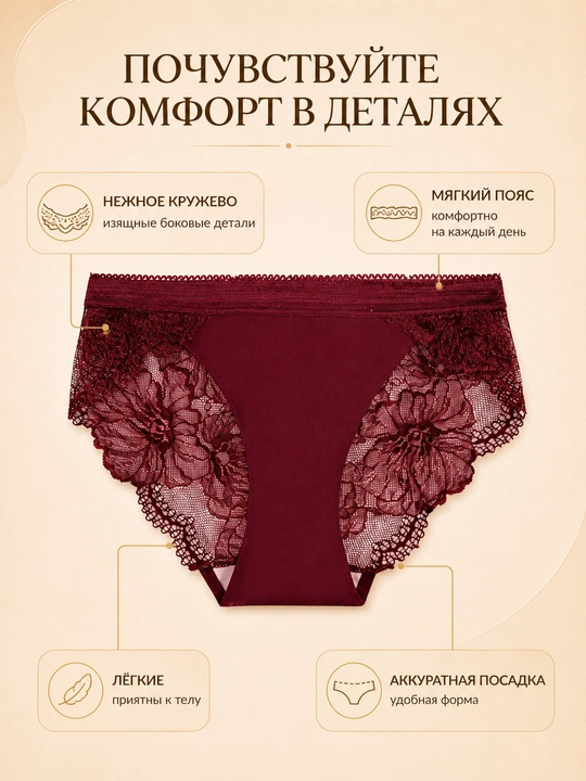 Женские кружевные трусы слипы, мягкое нижнее белье