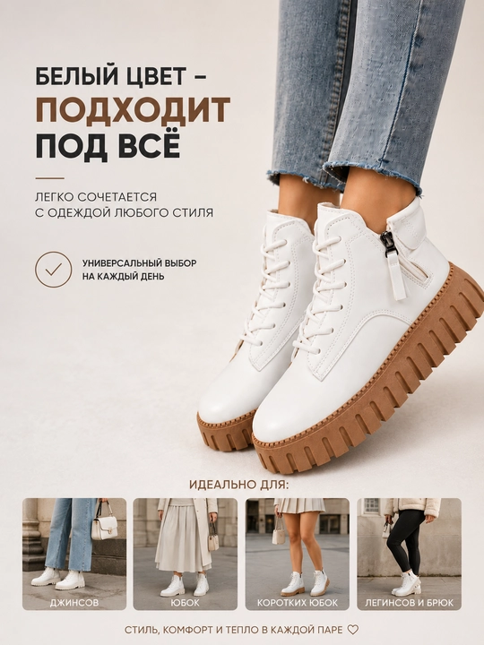 Ботинки женские с мехом, высокая подошва, полусапожки зимние, 36-40 - 