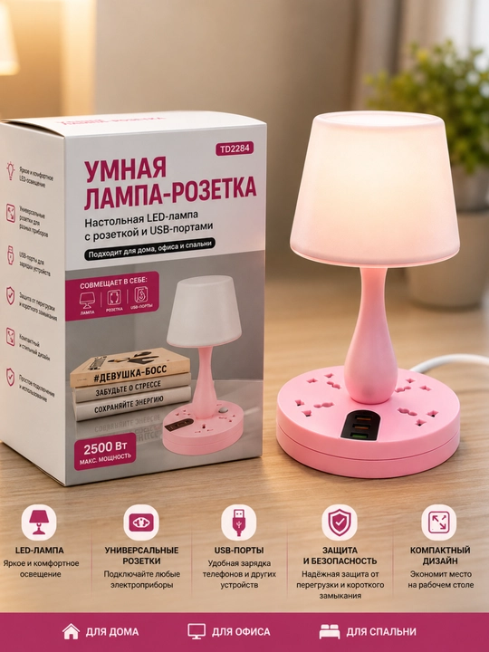 Stol lampasi, tungi chiroq, USB lampa, rozetkali stol lampasi - 