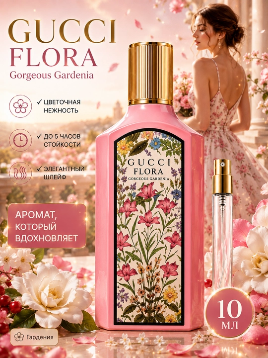 Духи женские Gucci Flora, Magnolia, Jasmin, Gardenia, Гуччи женские духи пробники - 