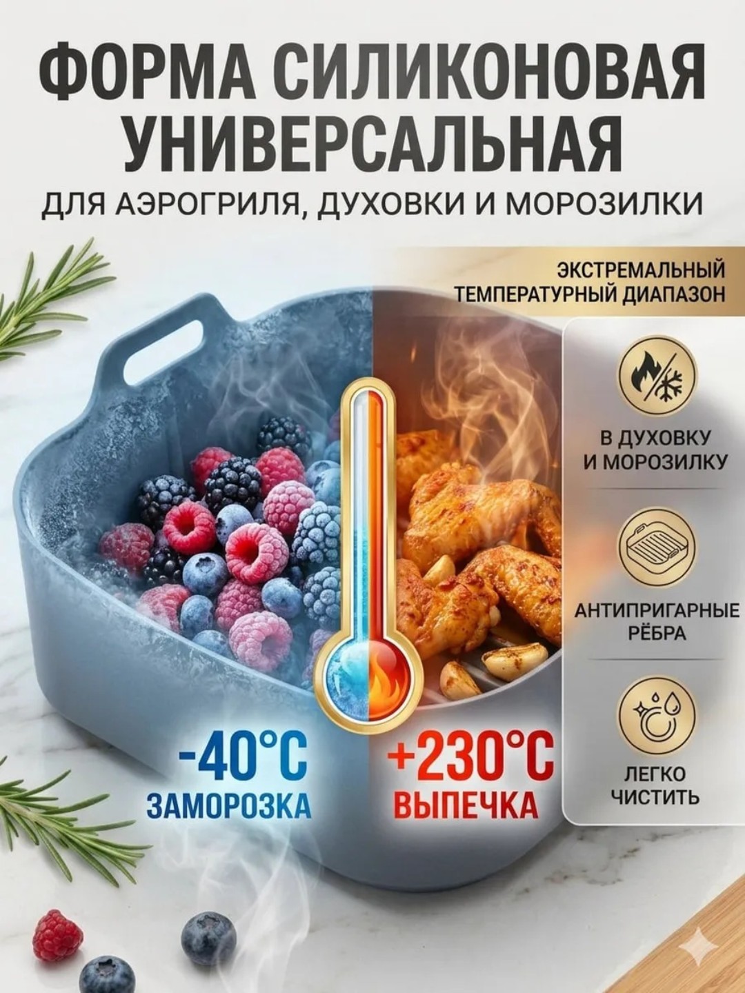 Aerogril va elektr duxovka uchun silikon qolip, pishirish uchun, frityurnitsa uchun vkladish
