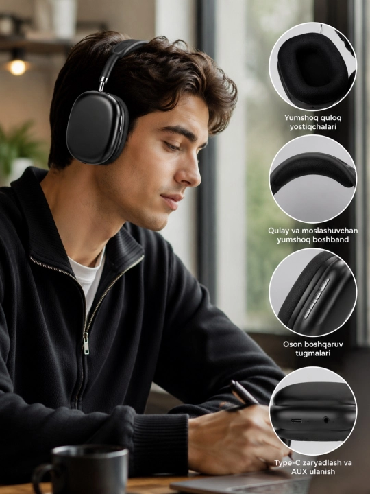 P9 simsiz Bluetooth quloqchini – Mikrofonli, buklanadigan Over-Ear naushnik