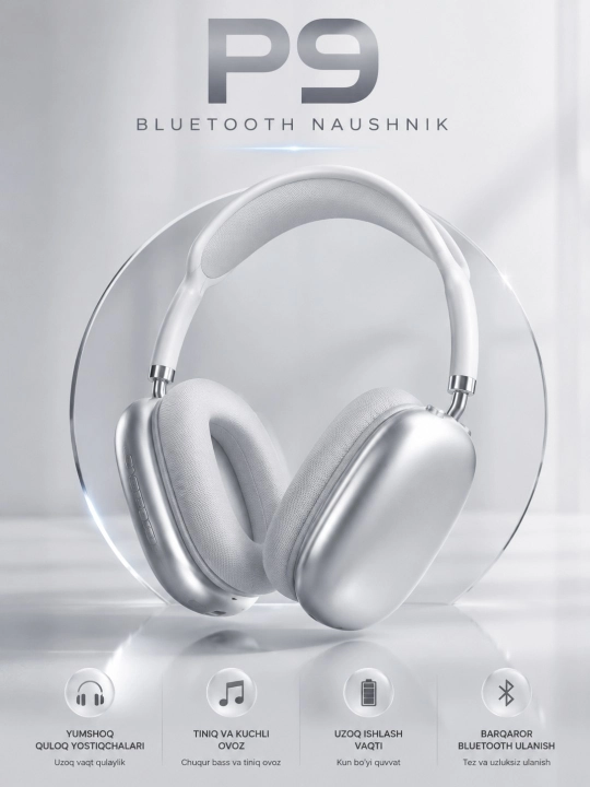 P9 simsiz Bluetooth quloqchini – Mikrofonli, buklanadigan Over-Ear naushnik