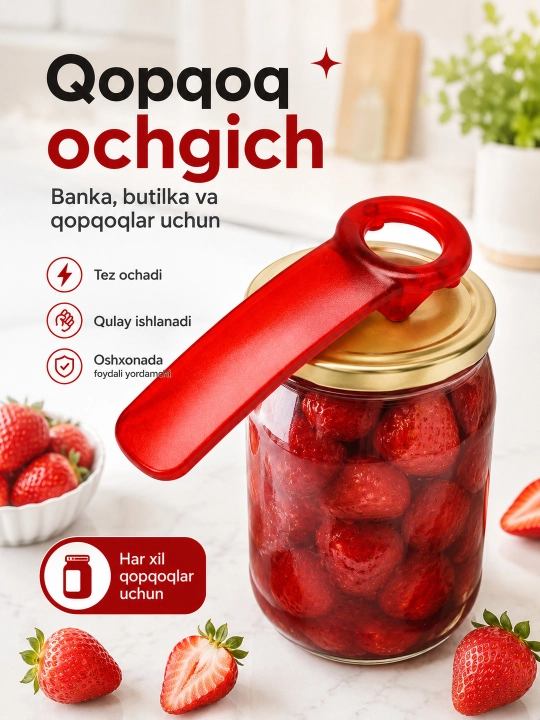 Универсальная открывалка для банок и бутылок, для винтовых крышек - 