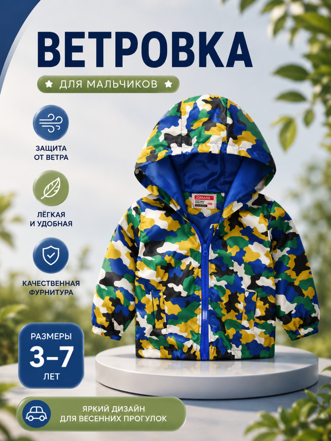 Детская ветровка с капюшоном - 