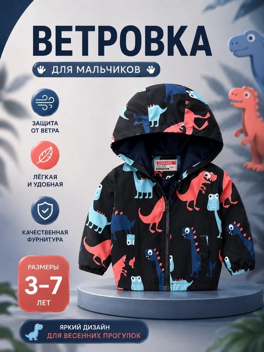 Детская ветровка с капюшоном - 