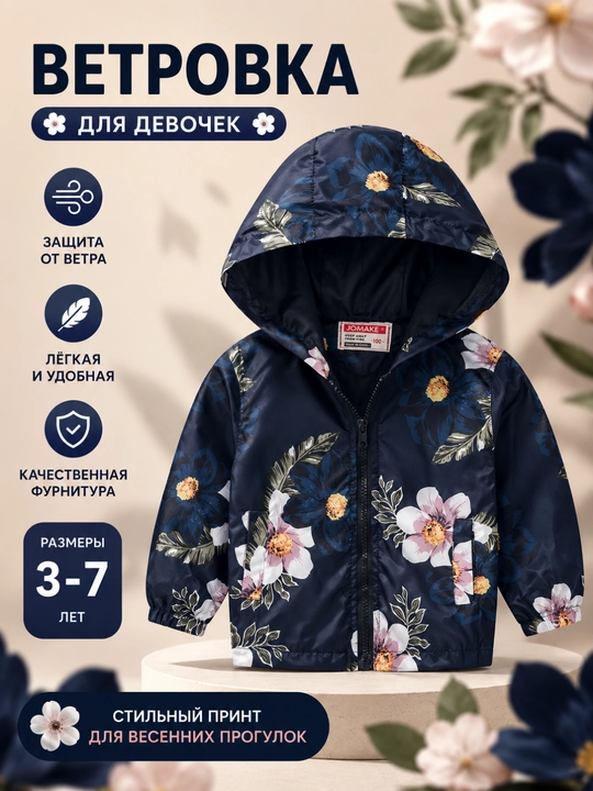 Детская ветровка с капюшоном - 
