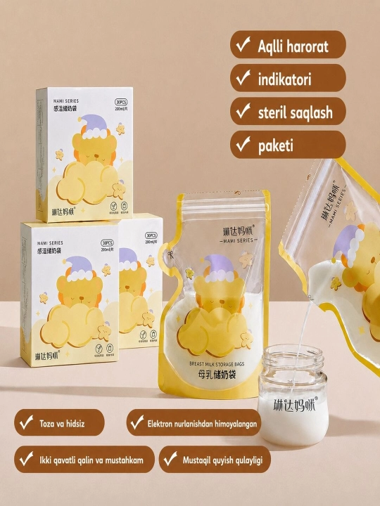 Ona sutini muzlatish uchun Mami Series ko‘krak sutini saqlash paketlari - 