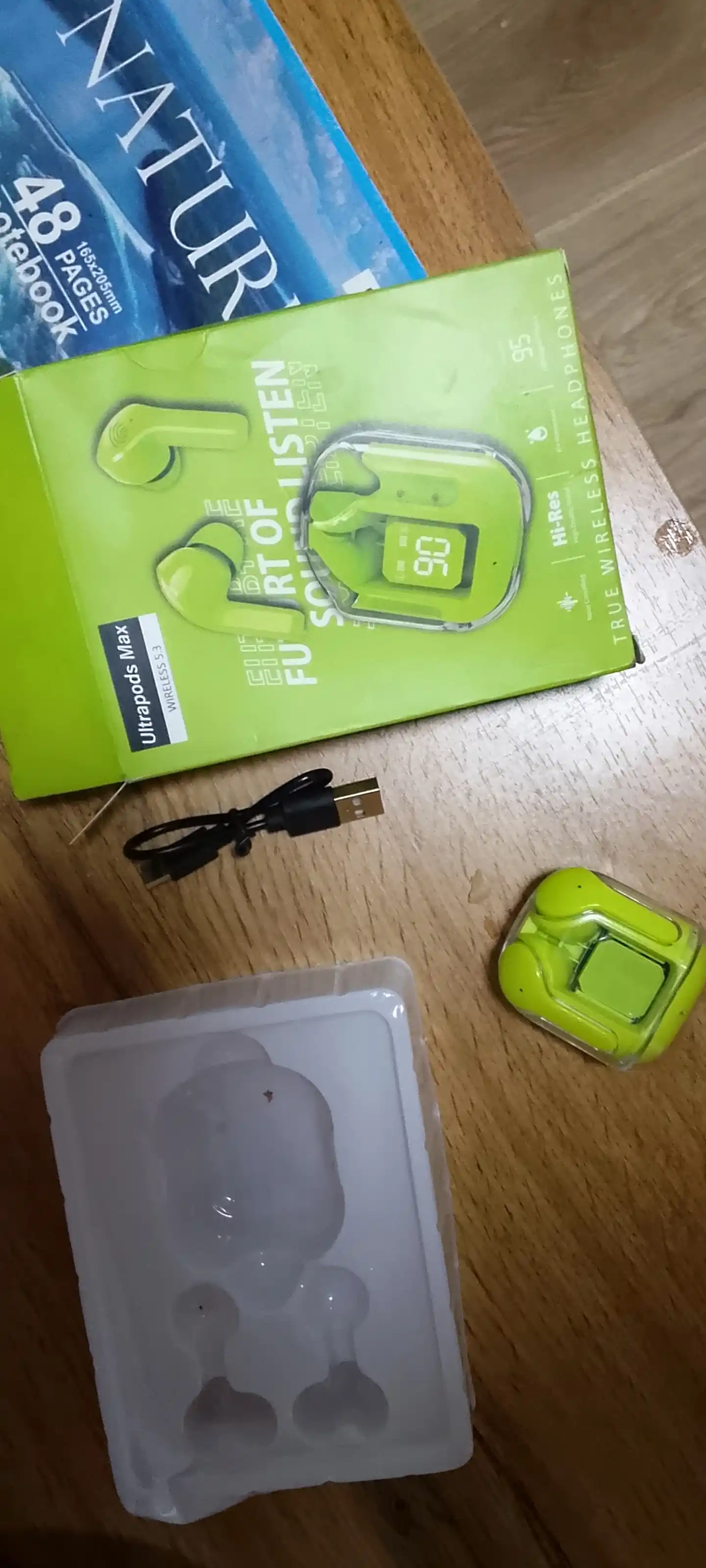 Simsiz Bluetooth naushnik LED displey, sensor boshqaruv, Type-C