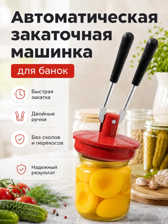 Автоматическая закаточная машинка для банок, двуручная, стальная - 
