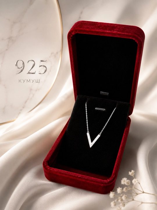 GRA Moissanite Кулон V с цепочкой, сертифицированный моиссанит, серебро 925 пробы