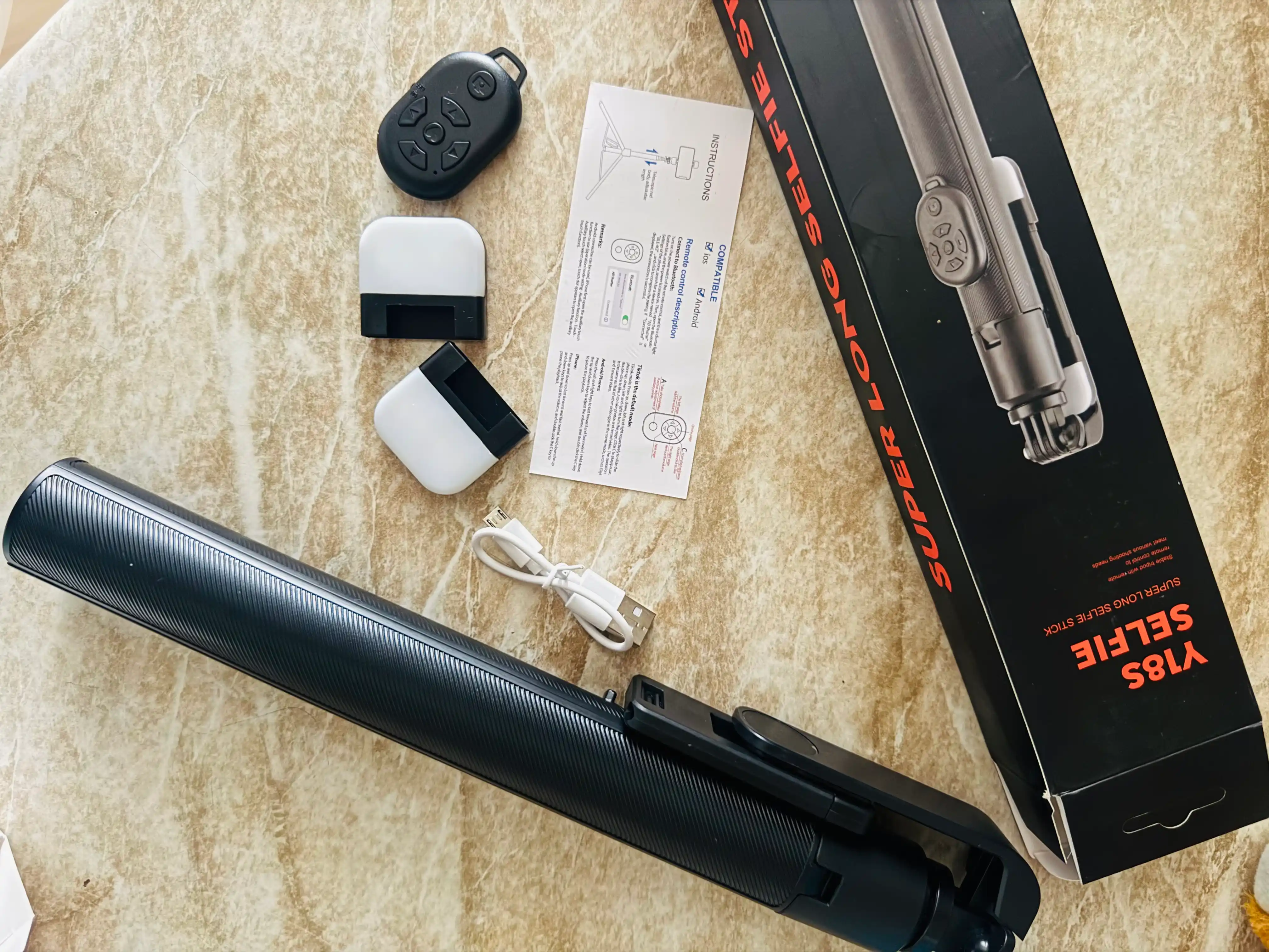 Штатив для телефона, 170 см, 4 в 1, 2 LED фонаря и Bluetooth: монопод, селфи-палка