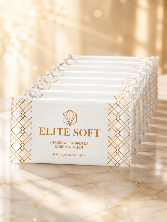 ELITE SOFT без спирта, 10, 20 шт, влажные салфетки