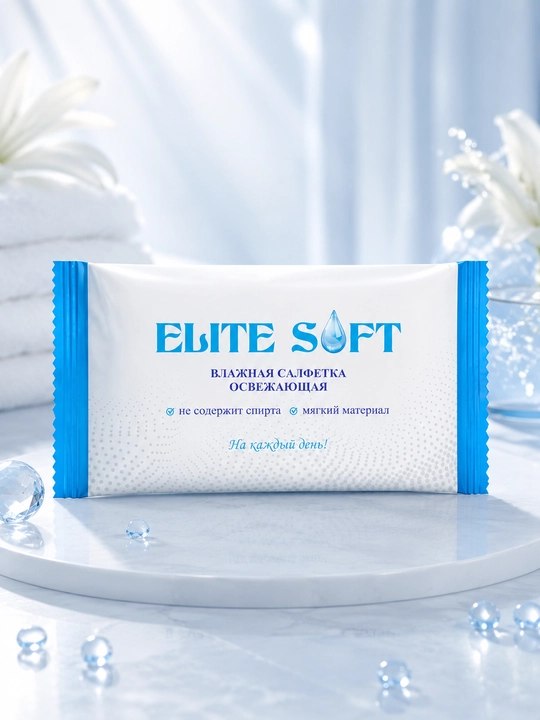 ELITE SOFT без спирта, 10, 20 шт, влажные салфетки
