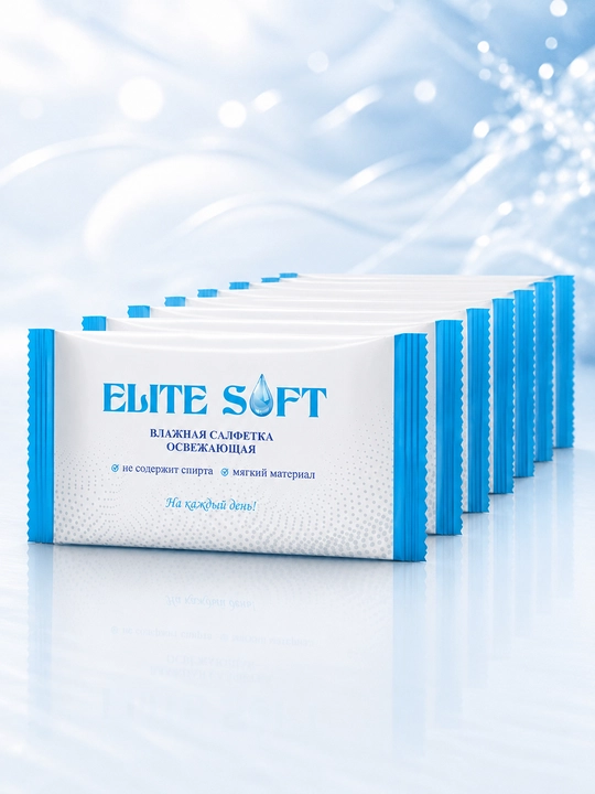 ELITE SOFT без спирта, 10, 20 шт, влажные салфетки