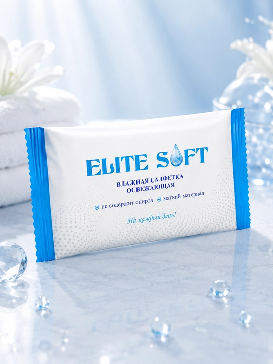 ELITE SOFT без спирта, 10, 20 шт, влажные салфетки