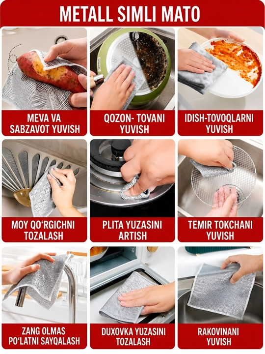Салфетка для чистки металла, для кухни и дома, мочалка, салфетка из микрофибры