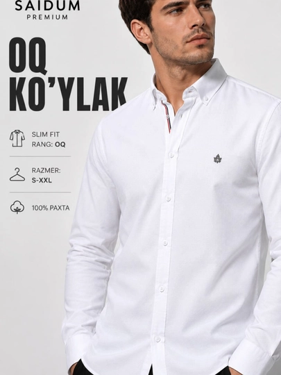 Erkaklar uchun oq ko'ylak, oq kuylak maktabga, oq rubashka - 